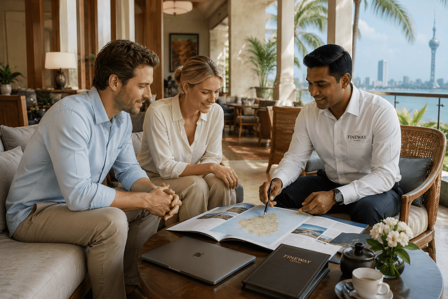 Fineway Travel partners collaborating at a coastal meeting
